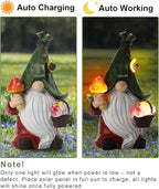 Gnome Solar Garden Statue with 3 LED Lights, Mushroom-Picking Gnome Statue Outdoor Decor for Patio, Yard, Balcony, Lawn Ornament, Gift for Mom, Grandma Mother's Day Christmas Day Decorations