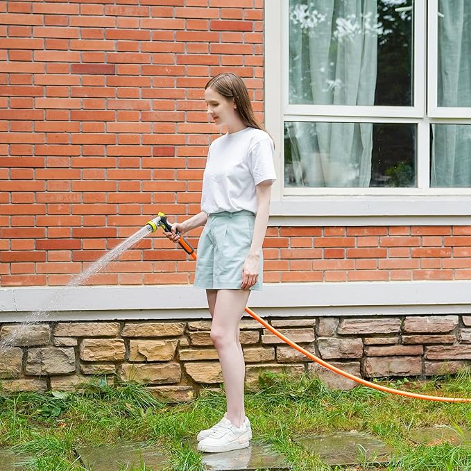 Fevone Garden Hose 12 ft Outdoor, No Kinking, Flexible Water Hose, Drinking Water Safe Hose, 5/8 Inner Diameter Hose, 3/4 Aluminum Fittings with Swivel Handles