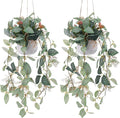 2pcs Small Artificial Hanging Plants Fake Hanging Plant with Pot Plants Indoor Decor Faux Greenery Hanging Vines Potted for Bedroom Shelf Outdoor Garden Decoration