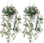 2pcs Small Artificial Hanging Plants Fake Hanging Plant with Pot Plants Indoor Decor Faux Greenery Hanging Vines Potted for Bedroom Shelf Outdoor Garden Decoration
