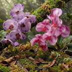 Chuangdi 2 Pcs Artificial Phalaenopsis with Suction Cups Terrarium Plant Decoration Reptile Habitat Plant Decor for Hermit Crab Lizards Geckos Snake(Jelly Purple,Lilac Purple,Fresh)