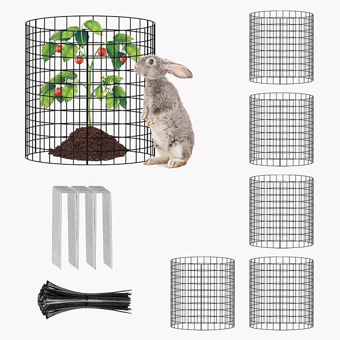 18 Pcs 11.8 in x12 in Wire Plant Protector Cages - Chicken Wire Cloche Animal Barrier, Metal Mesh Plant Cage with Stakes and Ties for Raised Bed Vegetables, Flowers, Shrubs & Plants