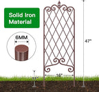 AMAGABELI GARDEN & HOME 2 Pack 47” x 16” Metal Garden Trellis for Climbing Plants Outdoor Trellis for Climbing Roses Vines Vegetables Metal for Ivy Cucumbers Brown