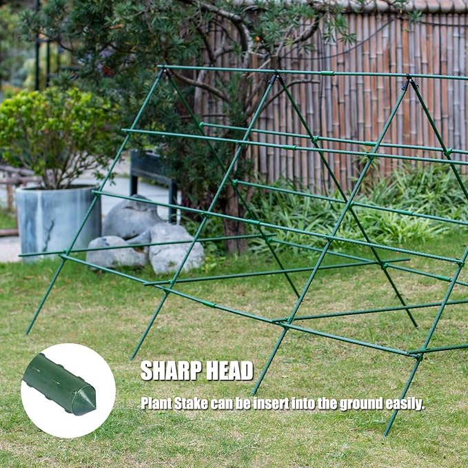 Orgrimmar 26 PCS 48" Garden Stakes Plastic Coated Climbing Plant Support Stakes Climbing Frame for Tomato Cucumber Eggplant Vine Vegetable (48 Inch)