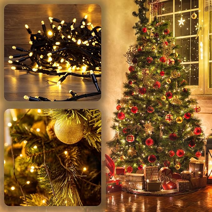 4 Pack Solar String Lights for Outside, 170 FT Total 480 LED Solar Chrismas Lights Outdoor with 8 Modes & Memory Function, Waterproof Twinkle Light for Xmas Tree Yard Party Decorations (Warm White)