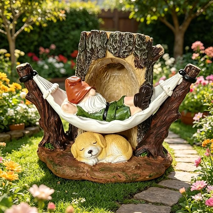 8.6" Gnome Solar Garden Decor Outdoor Statue with Light Resin Weatherproof Yard Patio Decoration Gift Idea for Mom Dad
