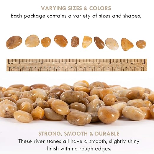 5 lbs Approx. 130 River Rocks Pebbles for Plants Natural Decorative Polished Stones for Planters Succulent Rocks Aquarium Gravel (0.8-1.6 Inches)