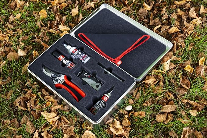 FELCO 933 Premium Pruning Kit – Includes 2, The Original Forged Aluminum Hand Pruner, Spare Blade, Sharpening Tool, Lubrication Spray & Cleaning Cloth | Swiss-Made Garden Tool Gift Set