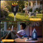 Rossetta Solar Bug Zapper Outdoor, Mosquito Zapper with Flame Lamp & Projector Light, 4200V Electric Fly Zapper Waterproof Rechargeable Mosquito Killer, Cordless Fly Trap for Patio, Backyard, Garden