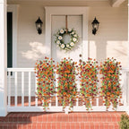 Artificial Hanging Flowers Plants for Outdoor Fall Decoration, 2PCS Faux Silk Daisy UV Resistant Look Real for Outside Home Indoor Planter Porch Garden Yard Autumn Decor(Orange Brown)