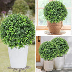 Artificial Boxwood Topiary Ball Tree 24" with Ground Spike, Set of 2 Artificial Boxwood Bushes for Faux Shrubs, Fake Evergreen Faux Plant for Indoor Outdoor Porch Garden- UV Resistant – Fade-Proof