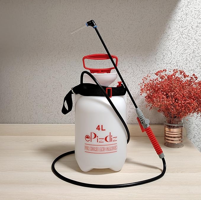 Watering Can Device for Watering Hanging Plant Basket Hard to Reach High Plant Waterer Sprayer 1 Gallon (Red 4L)