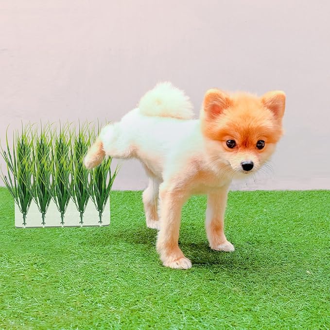 6 PCS Fake Grass Plants Pee Post for Dogs to Pee on, Reusable Washable Artificial Grass for Guiding Male Dogs to Urine and Preventing Urine from Splashing Everywhere