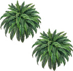 Senjie Artificial Boston Fern 2 Set 48Inch Large Fake Ferns for Outdoors Faux Plant with 55 Fronds for Home Living Room Office Decor