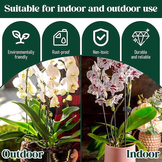 50 Pcs Plant Clips for Climbing Plants Orchid Clips for Plants Support Garden Flower Stem Vine Clip, Dark Green