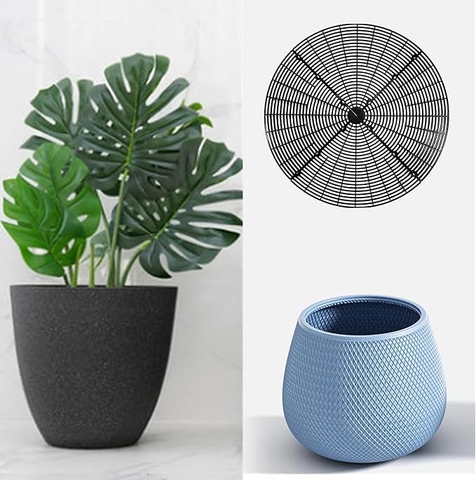 6 Pcs Plant Pot Grid Soil Protector Covers, 11.8" Cuttable Plant Protector Flower Pot Grid from Animals Cat Digging Stopper Plant Pot Cover with Stakes for Plant Gardening (6PCS Black)