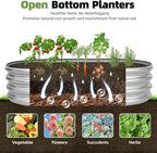 G GOOD GAIN Galvanized Metal Raised Garden Bed Kit - 4x2x1FT Outdoor Planter Box with Safety Edging and Gloves for Vegetables, Fruits, Flowers(Silver, 2PC)