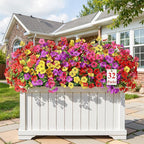 Alupssuc 32 Bundles Artificial Flowers for Outdoors Decoration, UV Resistant Silk Faux Daisy Flora Spring Fake Plastic Plants Greenery for Outside Indoor Yard Home Porch Window Box Decor, Mix 4 Colors