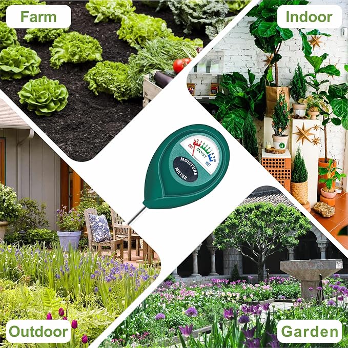 XLUX Soil Moisture Sensor Meter Water Monitor, Hygrometer for Gardening, Farming,Plants, No Batteries Required, 2 Pack