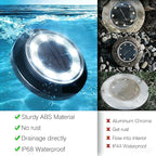 Flacchi Solar Lights Outdoor Waterproof - 2-in-1 Solar Powered Ground Lights Outdoor Solar Disk Light Landscape Light for Deck Step Patio Yard Pathway Walkway Driveway Garden (Cool White, 12 Pack)
