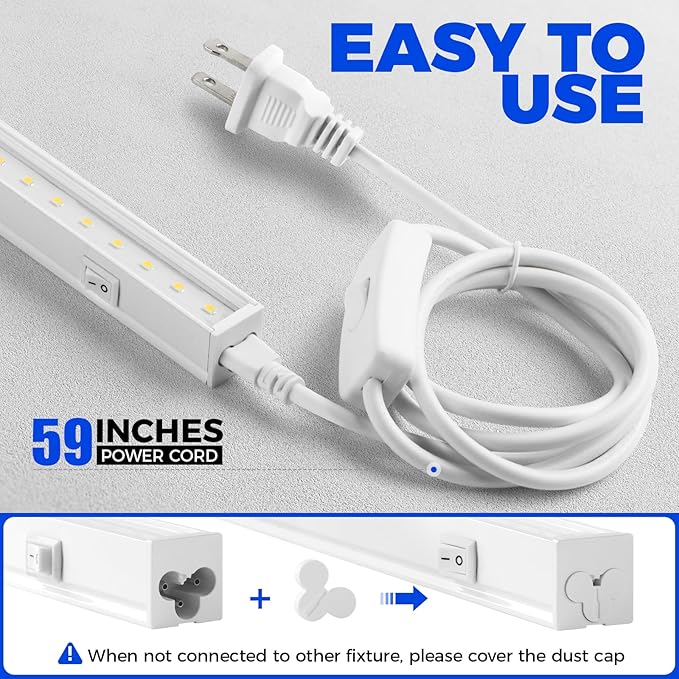 Barrina T5 Grow Lights, 5000K White Full Spectrum LED Grow Light, 2ft 80W (8 x 10W) Plant Grow Lights for Indoor Plants, Plug and Play, 8-Pack