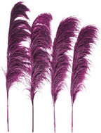 Pampas Grass Decor Tall,Long Pampas, Large Pompas Floral, Elegant Feather Flowers for Wedding Decorations, Living Room Decor (Natural Purple, 4pcs 43.3"(110cm))