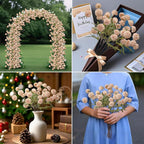 Fake Flowers, 10 Pack Bundles 50 Blossoms Artificial Flowers Perfect for Living Room Decor, Elegant Table Centerpieces & Modern Room Decor Aesthetic, Pink