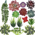 CEWOR 14pcs Fake Succulents Unpotted Realistic Textured Succulent Plants Mini Artificial Succulent Plants Faux, Premium Decor for DIY Crafting Home Floral Wall Garden Arrangement Office Decoration