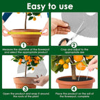 10 Pcs 11.8 Inch Pot Covers to Keep Cats Out, Cuttable Flower Pot Cover Protects Flower Soil from Animals and Children, with 10 Metal Stakes for Indoor Outdoor Garden Plant