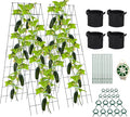 Foldable Cucumber Trellis 64" H x 20" W - 2 Pack, A-Frame Garden Trellis for Raised Bed, with Twist Ties & Plant Bags for Climbing Plants Outdoor