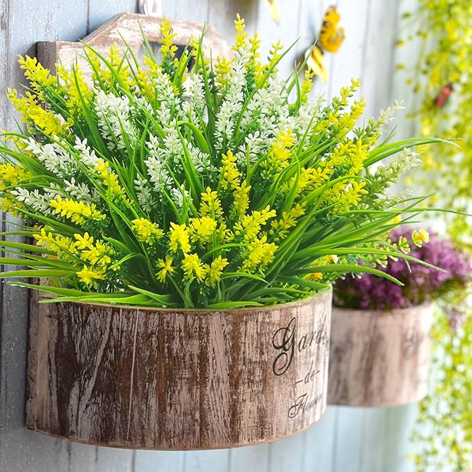 Artificial Plants Outdoor, 20 Pcs Artificial Flowers Outdoor Fake Plants UV Resistant Fake Flowers, Plastic Faux Flowers Shrubs Greenery Plants for Home Garden Patio Porch Window Box Decor