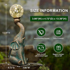 Solar Outdoor Elephant Statue Gifts Garden Decoration Lights with 8 LED Crackle Ball, Lucky Elephant Sculpture for Yard Patio, Birthday Gifts for Mom Outdoor & Home Housewarming Decor