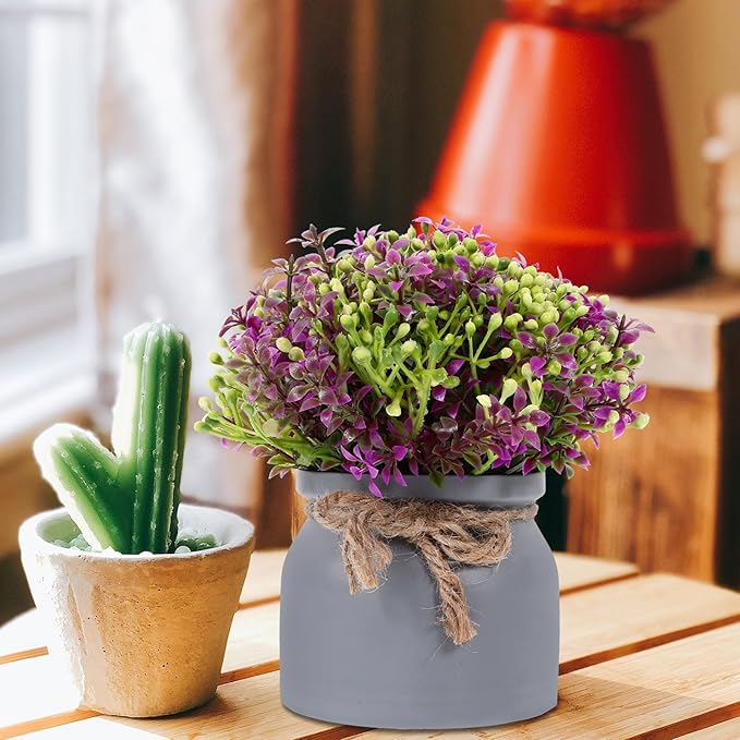 Artificial Potted Orchid Bonsai Small Faux Plant in Lotus Color, Lifelike Fake Flower Decor for Home and Office Desktop, Sturdy Faux Potted Plant Ornament for Living Room and Table