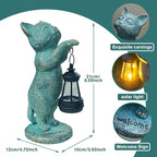 Outdoor Garden Cat Statues Decor - Birthday Gifts for Women Resin Cat Figurines with Solar Lantern for Yard Art Lawn Ornaments Porch Patio Balcony - Gifts for Grandma Mom Wife