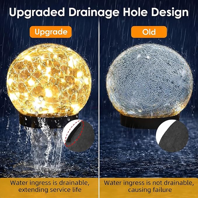 SyouHome Solar Garden Lights Outdoor Waterproof, 6 Pack LEDs Cracked Glass Ball Light, Ground Landscape Garden Decor, Solar Globe Decorative for Pathway/Patio/Lawn/Yard