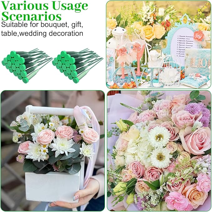 150 Pcs Floral Water Tubes with Rubber Caps Floral Picks Green 6 Inch Extendable Vials Fresh Stem Cut Flower Water Tubes Leak-Proof and Portable Arrangements Supplies for Flower Stem Florist Supply
