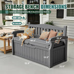 Devoko 80 Gallon Storage Bench with Cushion, Lockable Deck Box for Patio Furniture, Garden Decor and Outdoor Seating for Cushions, Garden Tools and Pool Supplies (Grey, 80 Gallon with Cushion)