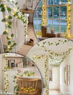 suddus Vines with Fairy Lights Battery & USB Powered Operated, 33ft 100 LED Monstera Leaves String Lights with Remote, Artificial Plants for Indoor, Bedroom, Wall, Party Tropical Decor(Warm White)