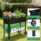 2-Pack 32”Height Elevated Raised Garden Bed with Wheels & Storage Shelf, 400 Lbs Capacity, Anti-Rust, Space-Saving Planter for Vegetables, Herbs, Patio, Balcony, Backyard