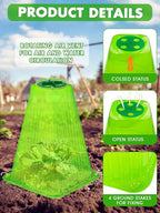 20 Pack Garden Cloches for Plants,9.4" H X 7.8" D Reusable Bell Plant Protector with 40 Ground Stakes and Rotary Vent Cover,Plant Covers Freeze Protection from Animals Snails Birds Chickens (Green)