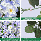 TURNMEON Artificial Geraniums Flowers for Outdoors Summer Decoration, 4 Bundles Fake Flowers Silk Purple Flowers UV Resistant No Fade Faux Plants for Planter Gardens Table Porch Indoor Cemetery Decor