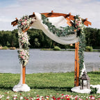 Ouddy Decor 2 Pack Eucalyptus Garland Total 13.1 Ft Lush Silver Dollar Leaves Boxwood with White Buds Artificial Faux Greenery Vines for Baby Shower Wedding Party Table Runner Room Home Mantle Decor