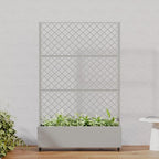Casaphoria Metal Raised Garden Bed with Trellis and Wheels, 72"x47"x16" Arched Planter Box for Climbing Plants, Vegetables & Vines, Features Drainage Holes and Privacy Screen, Grey-Rhombus