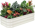 1MORE Raised Garden Bed -4X2X1 Galvanized Planter Box for Outdoor Gardening,3 in 1 Modular Raised Bed Kit with Protective Tape, Gloves for Herb，Ideal for Vegetables and Plants.White-1Pack