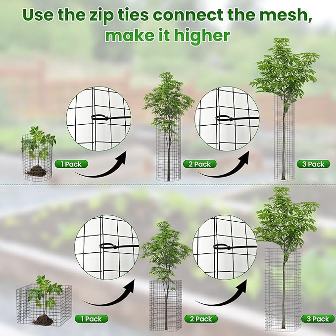 Nexum 45Pcs Plant Protectors from Animals – 16" x 12" Metal Tree Trunk Guards, Garden Plant Cloches & Expandable Plant Cages to Protect from Deer, Rabbits & Lawn