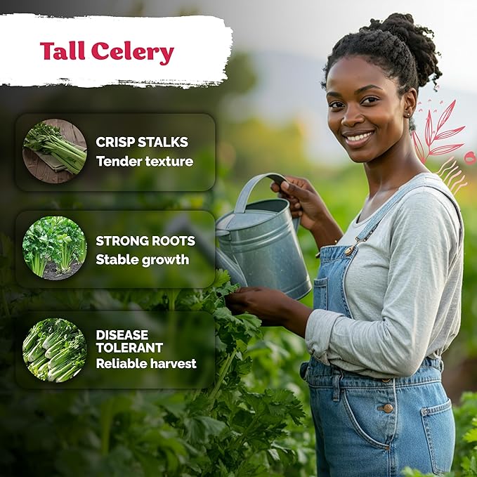 KVITER 1000 Tall Utah Celery Seeds (Apium graveolens) – Celery Seed Packets Home Grown – Non GMO Heirloom Vegetable Garden Seeds for Planting, Outdoor & Indoor Garden Beds, Containers