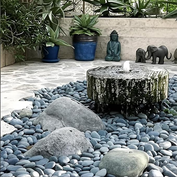 FANTIAN 5 lbs Black Stones Pebbles for Planters, 2-3 Inch Natural Decorative Black River Rocks for Outdoor Landscaping, Aquarium, Garden, Walkways, Fountain and Painting Rocks