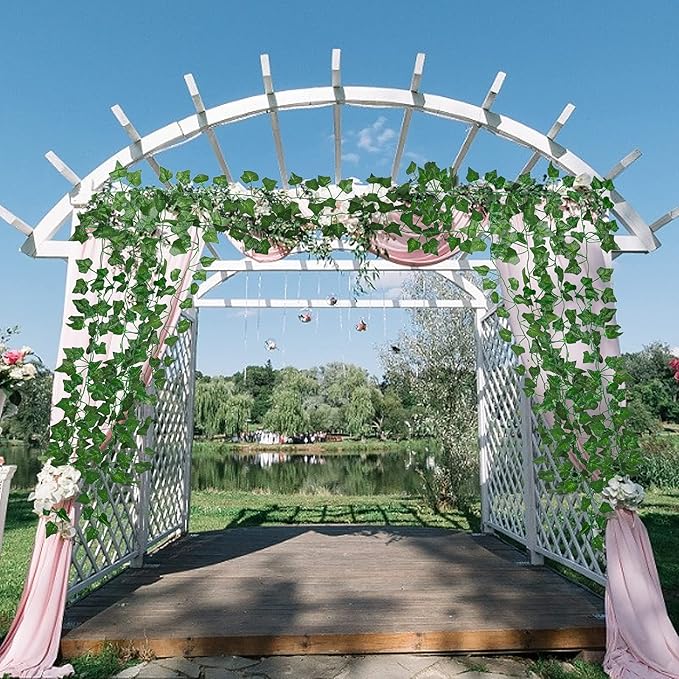 RECUTMS Fake Vines for Room Decor 86 FT Artificial Ivy Garland Hanging Plants Faux Greenery Leaves Bedroom Decor Aesthetic for Wall Wedding Party Home Garden Office Patio Outdoor Decoration(12 Pack)