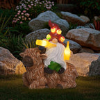 DKJOCKY Gnome Garden Decor Statue with Solar Light Lantern, Highland Cow Birthday Gifts for Women Mom Grandma, Funny Waterproof Resin Figurine Outdoor Decorations for Yard Patio Lawn Balcony Porch
