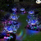 Anordsem Solar Lights Outdoor Waterproof: 6 Pack Garden Light - Bendable Copper Wire with 120 LED Firework Beads - DIY Colorful Fun Decoration for Yard Patio - Twinkle Sparkler Gifts for Women Wife
